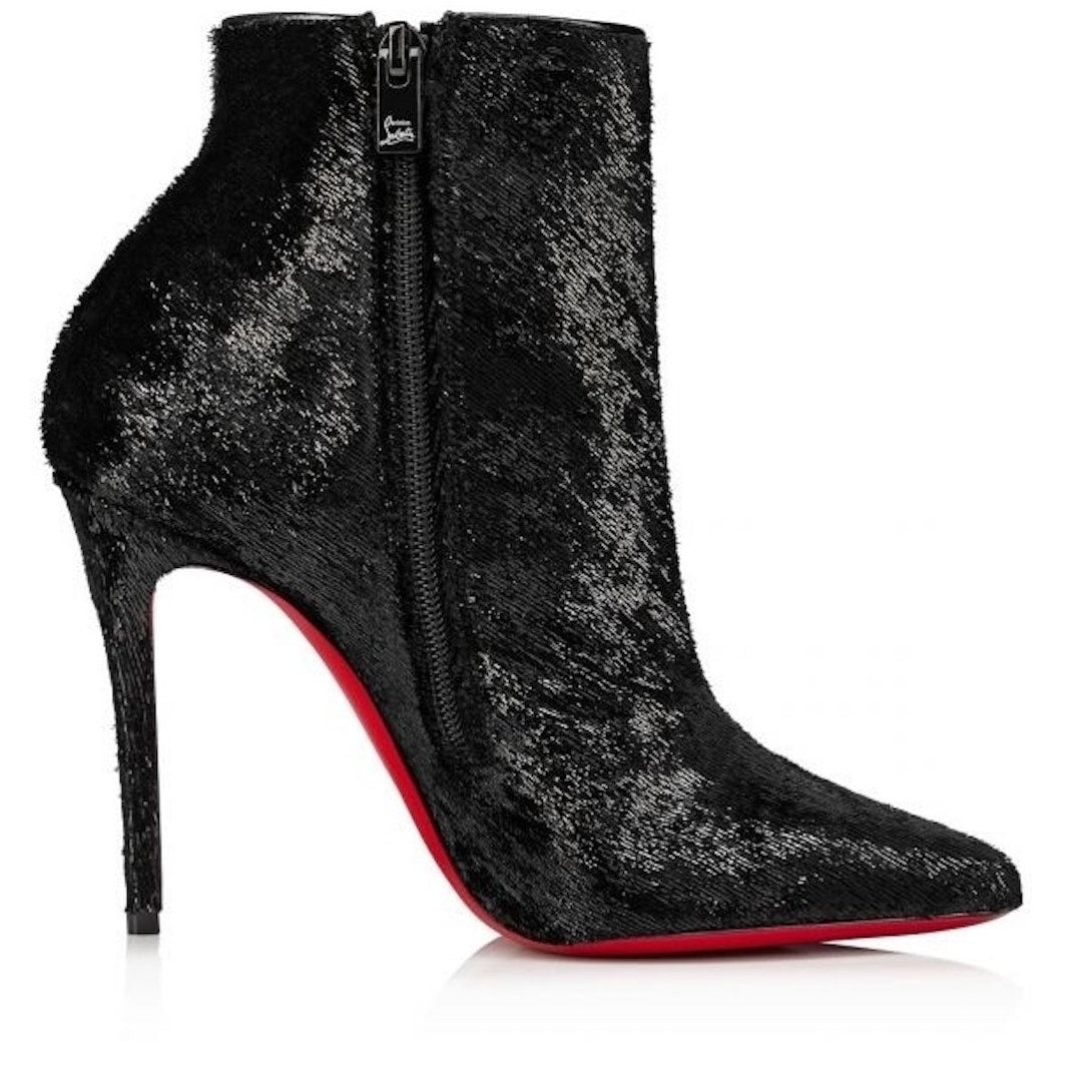 Christian Louboutin Black Velours So Kate Booty 100 Ankle Boots Pointed Toe