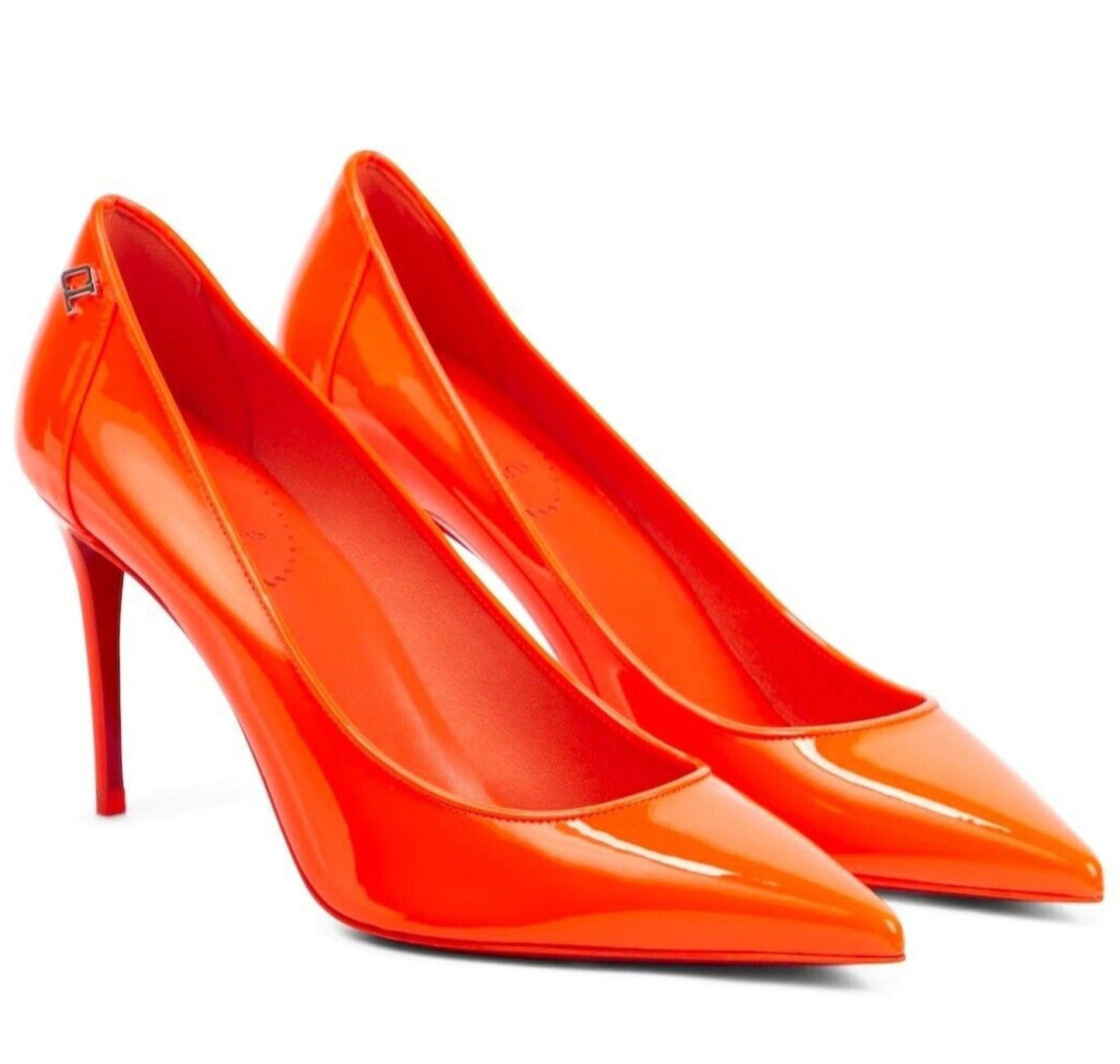 Christian Louboutin Sporty Kate 85 patent leather pointed toe pumps Orange