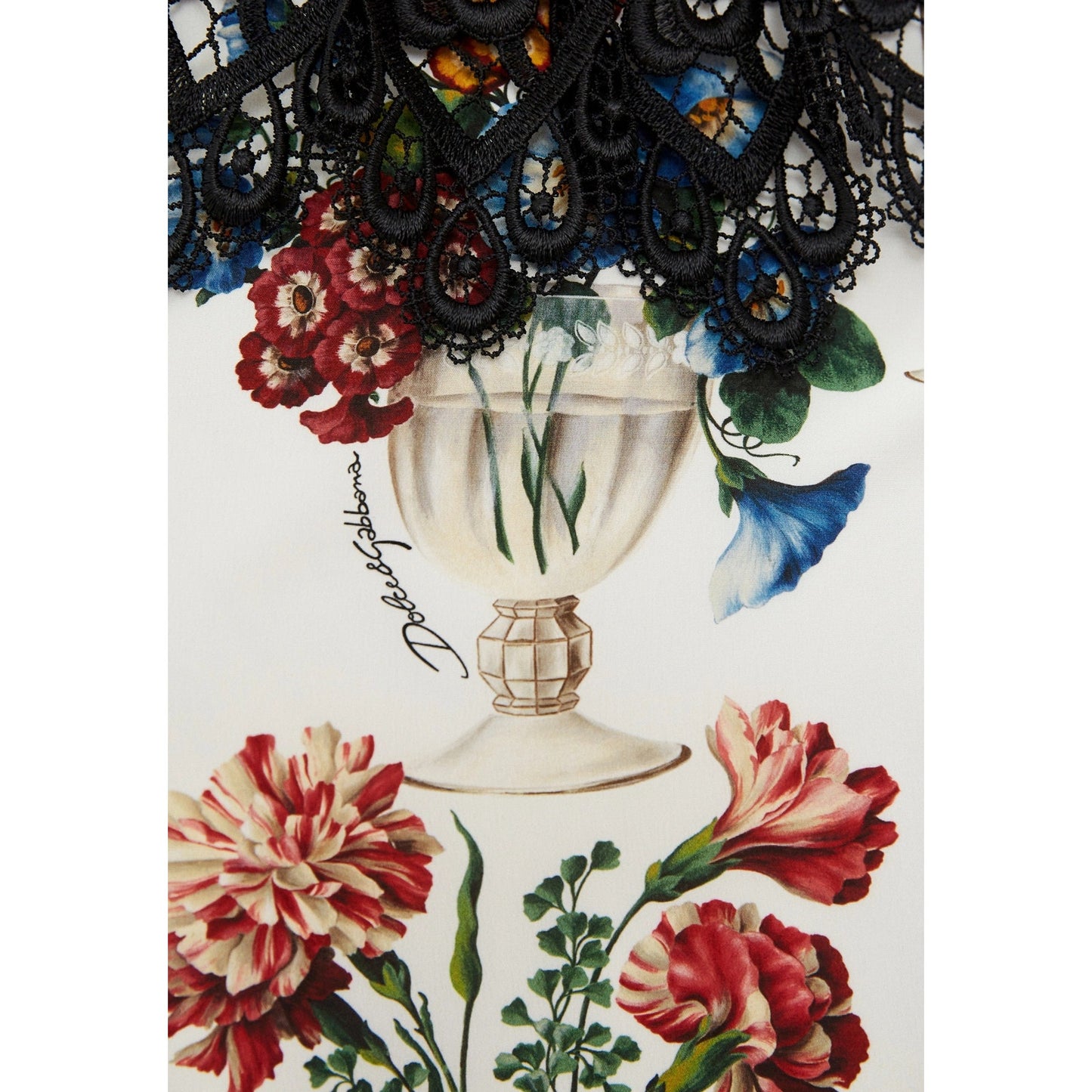 NWT Dolce & Gabbana White Mini Dress Vase Floral IT 40