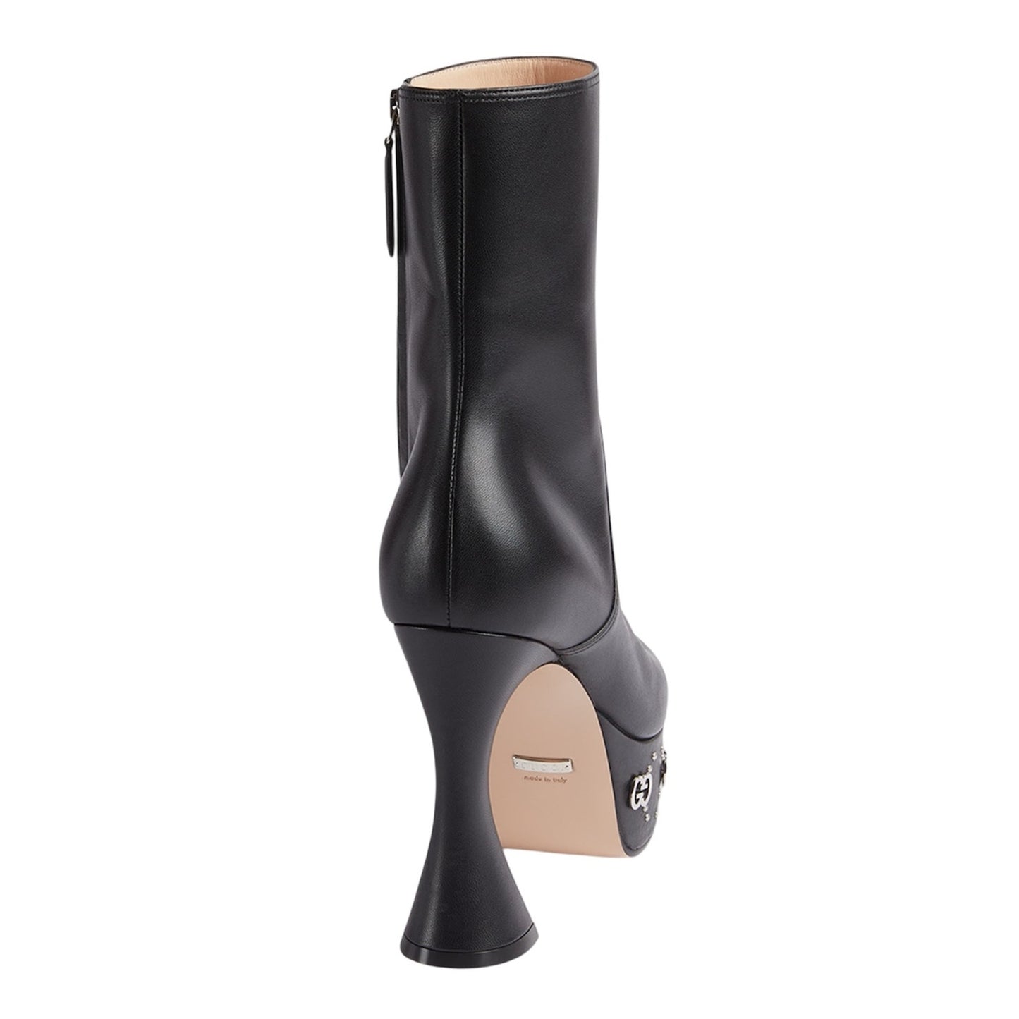 Gucci Janaya 115 Black Leather GG Stud Platform Booties