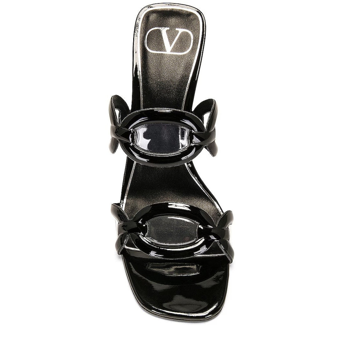 Valentino Garavani Black Chain 1067 Crystal Slip On Heel Slide Sandal