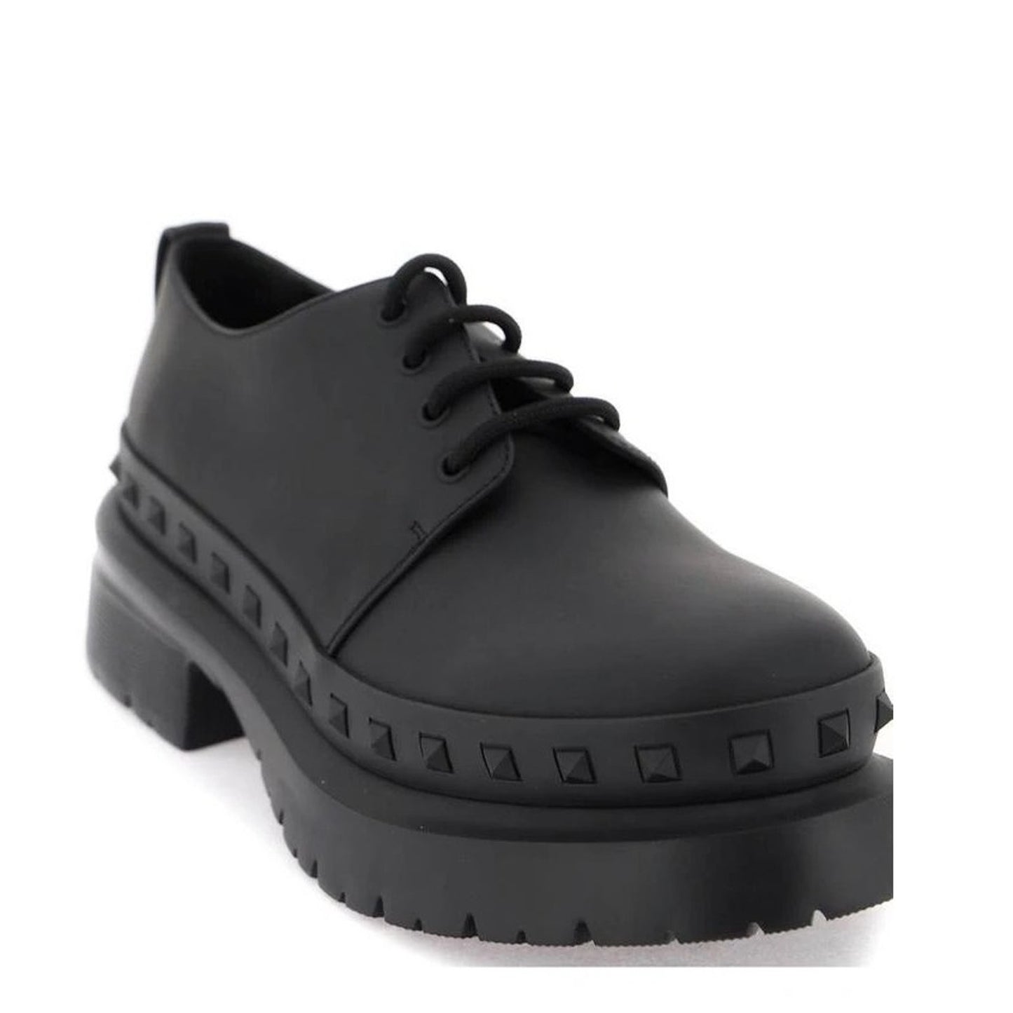 NIB Valentino Garavani Black M-Way Rockstud leather Derby shoes 42