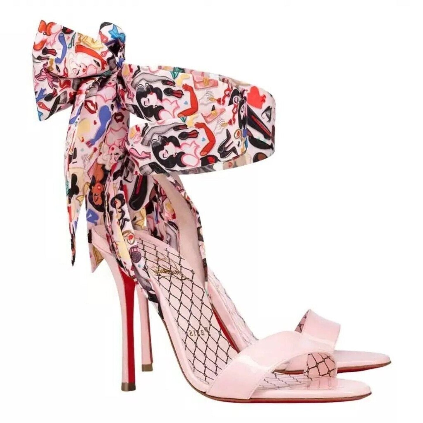 CHRISTIAN LOUBOUTIN Fetish Du Desert Dr Bored Pinup Ankle Tie Sandals Pink