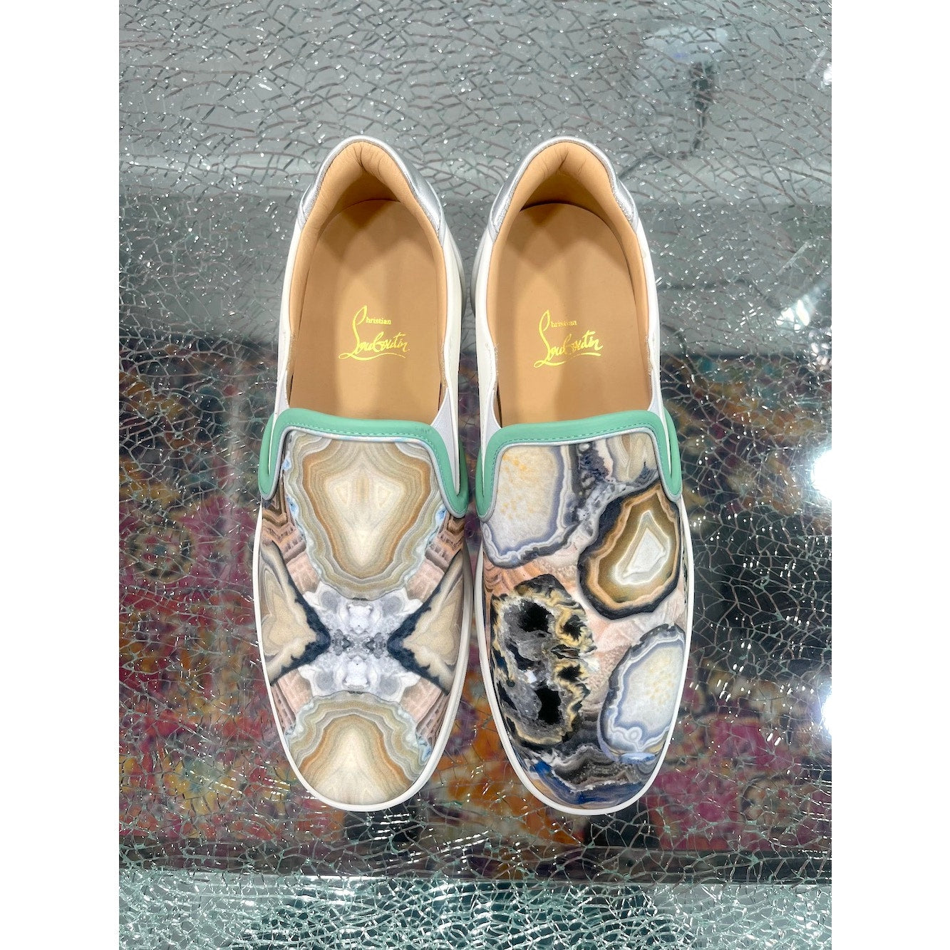 Christian Louboutin Star Agate Print Sailor Boat Orlato Flat White Multi