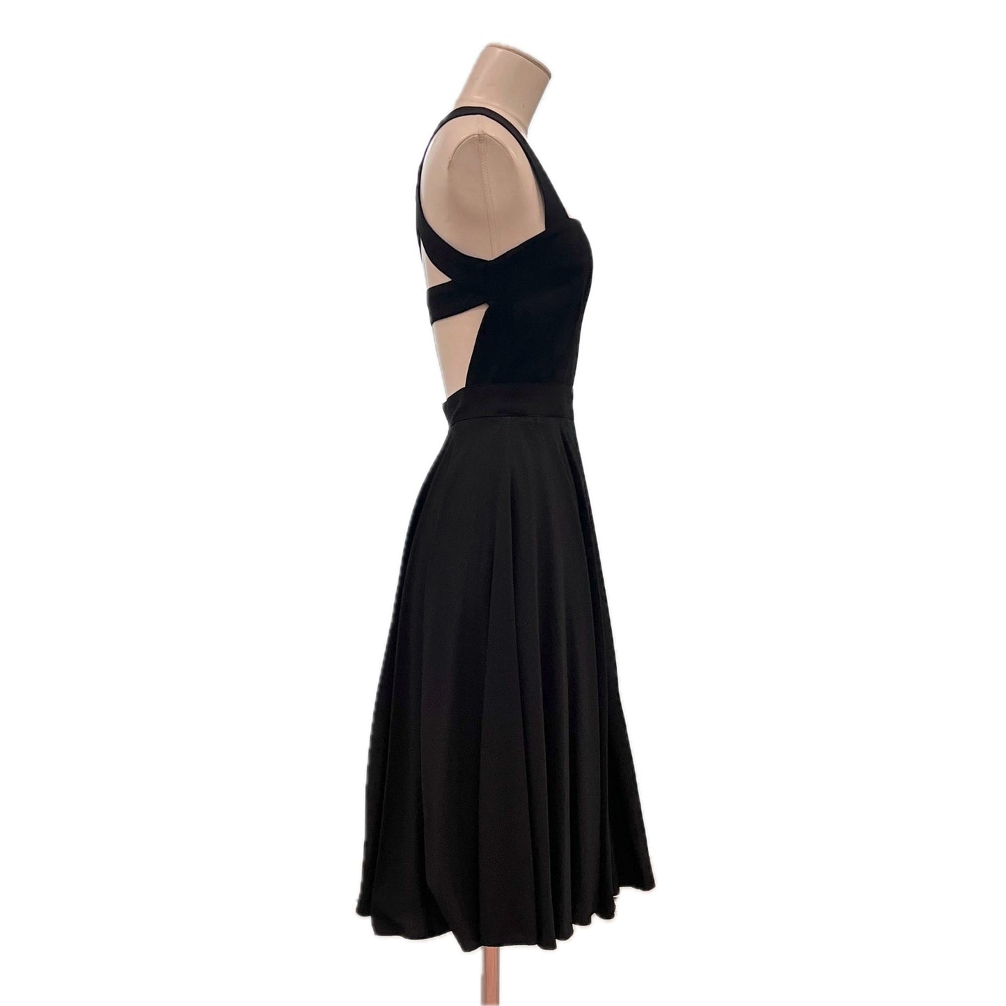 NWT Dolce & Gabbana Black Crossover-Back Crepe-Jersey Midi Dress 38 XS