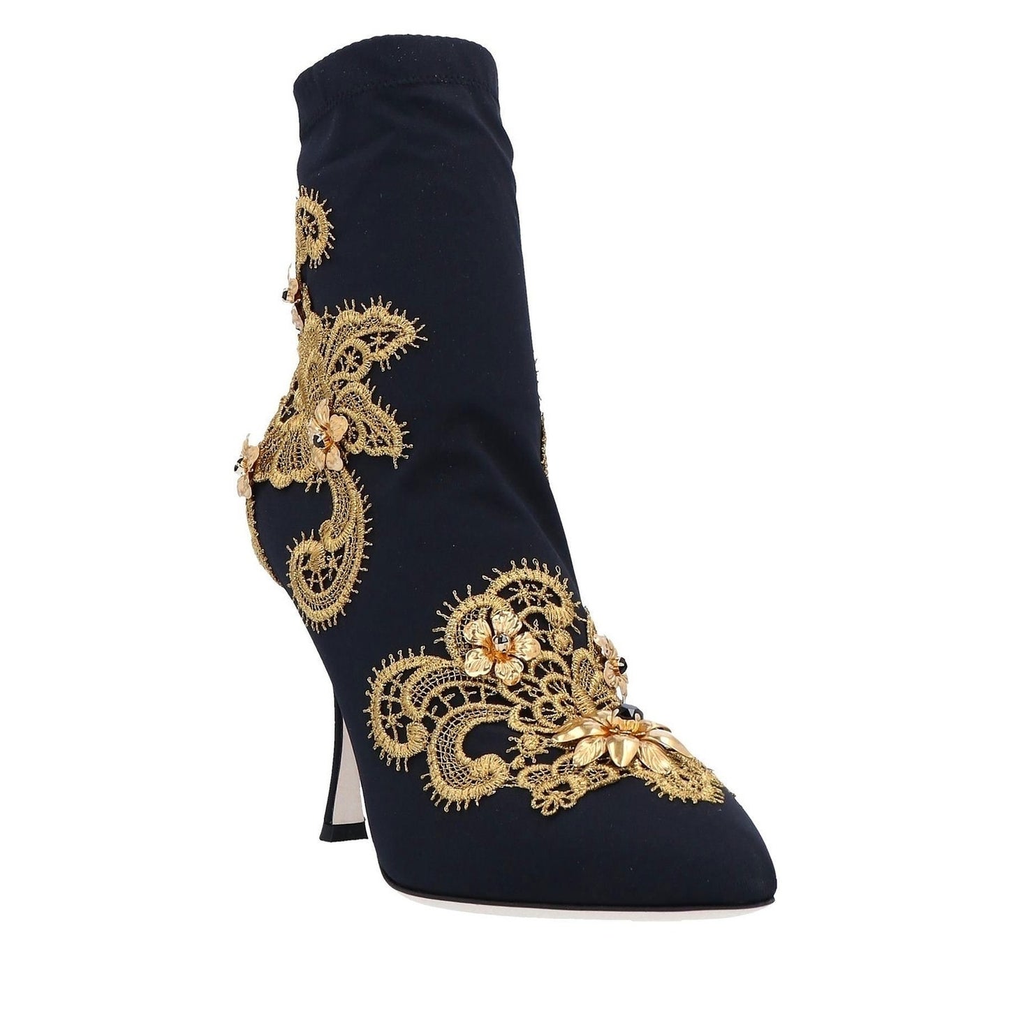 Dolce & Gabbana Lori 100 Baroque Embroidery Lace Stretch Sock Boots