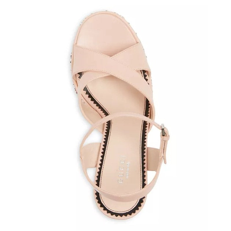 Gucci GG Embellished Pink Platform sandal Silver Interlocking G Studs 41