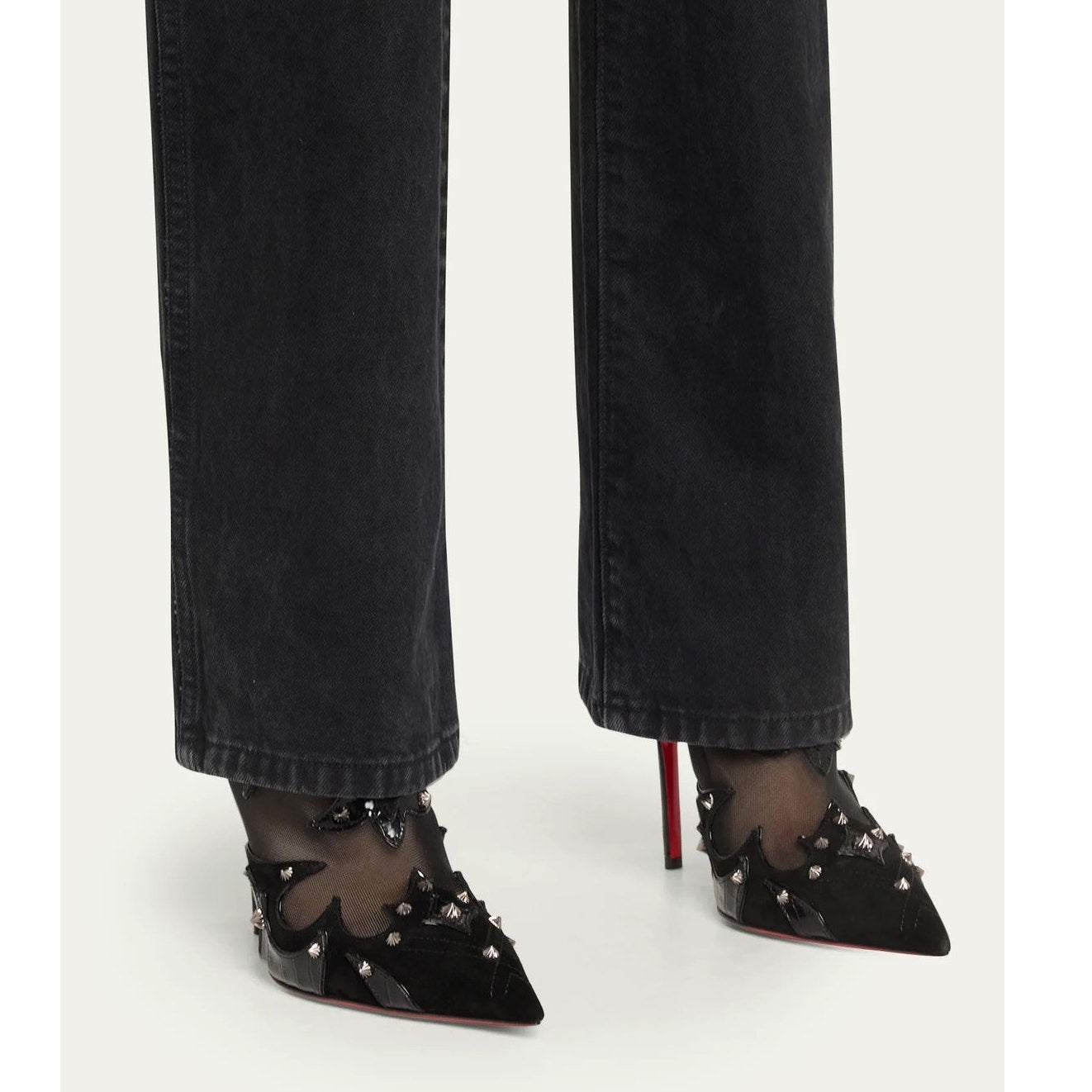 Christian Louboutin Black Mulatiag 100 Suede Mesh Mule Pumps