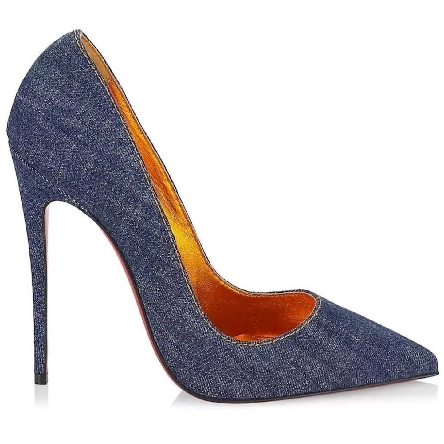 Christian Louboutin So Kate 120 leather pointed toe pumps Blue Denim Gold