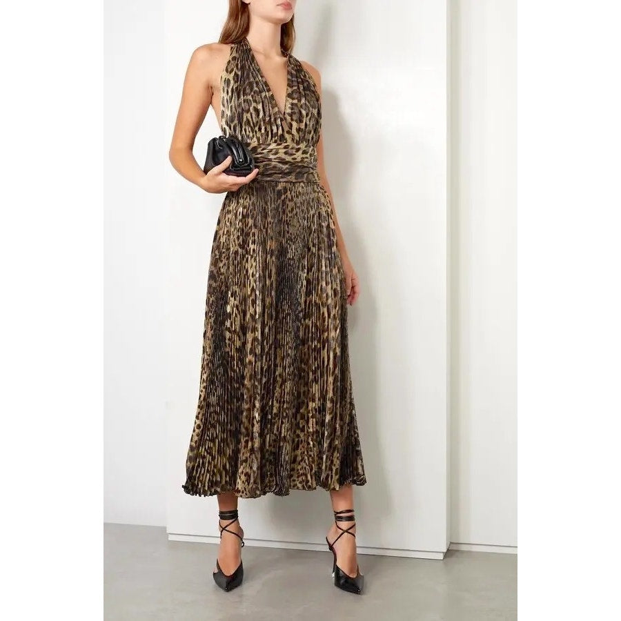 NWT Dolce & Gabbana Leopard print silk chiffon Long Maxi dress S 40