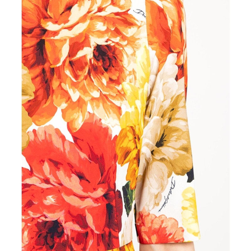 NWT Dolce & Gabbana Multicolor Marigold Floral Print Sheath Midi Dress IT 38 XS