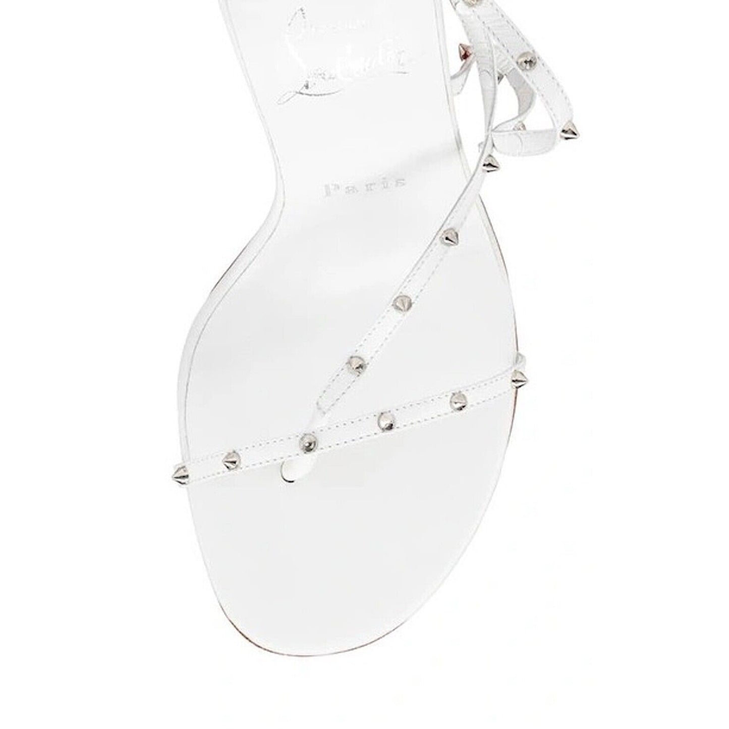 CHRISTIAN LOUBOUTIN Riojana 100 spikes White Leather Stiletto Heel Sandals