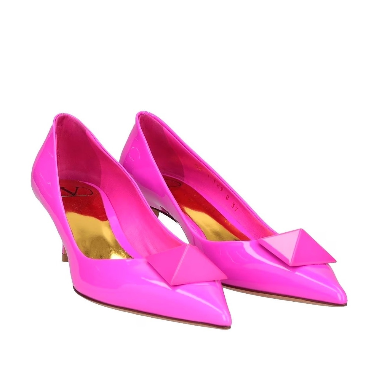 Valentino Garavani Pink PP One Stud Patent Leather Pump Fuchsia 36.5