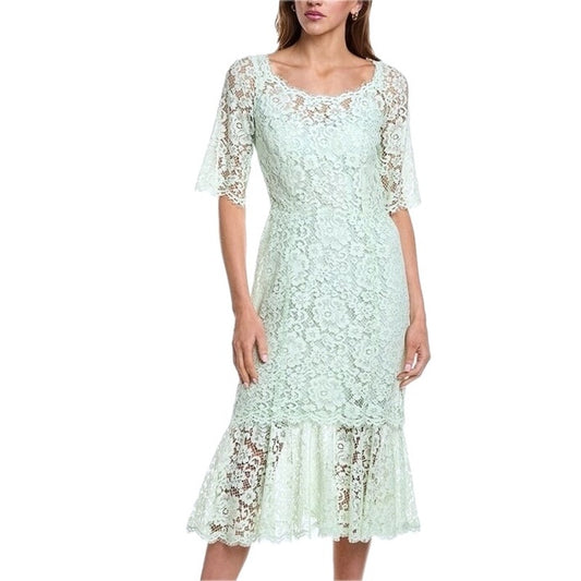 NWT Dolce & Gabbana Mint Lace Overlay Short Sleeve Midi Dress 40 S