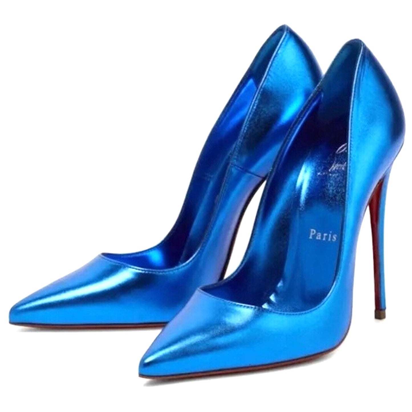 Christian Louboutin So Kate 120 pointed toe Metallic Blue pumps
