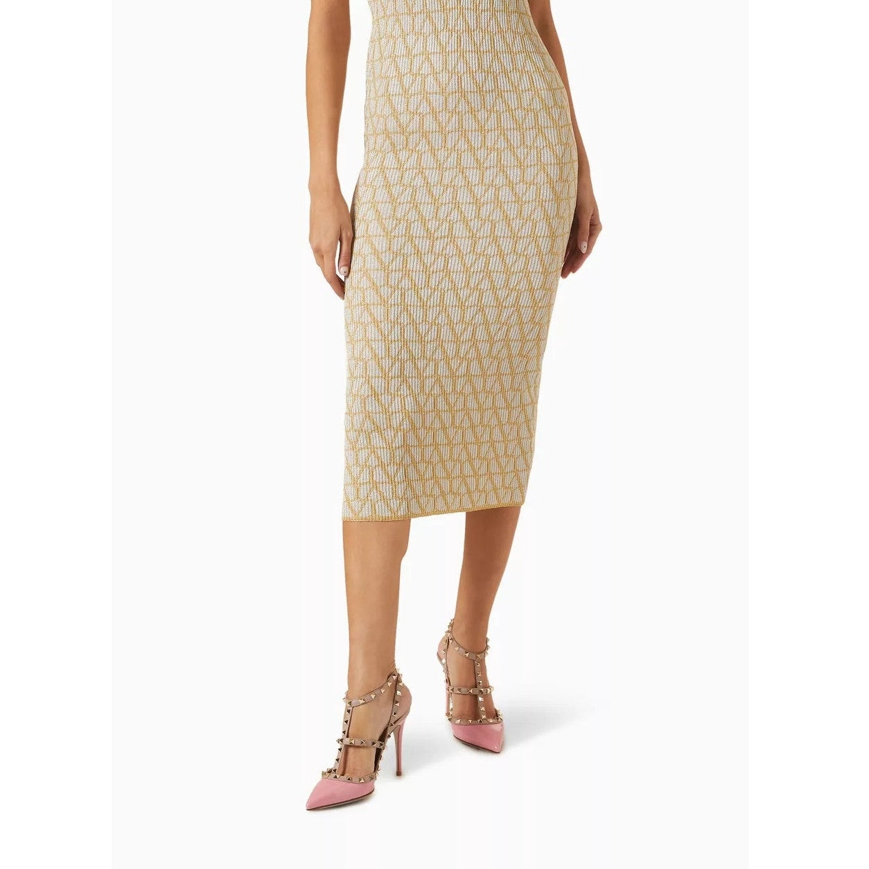 Valentino Garavani Rockstud 100 Caged Leather Pumps Pink Tan  37.5
