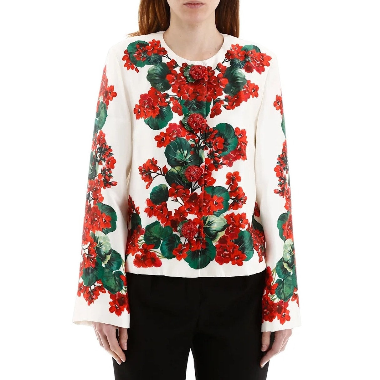 NWT Dolce & Gabbana Portofino Print Mikado Jacket White Red green IT 38  XS