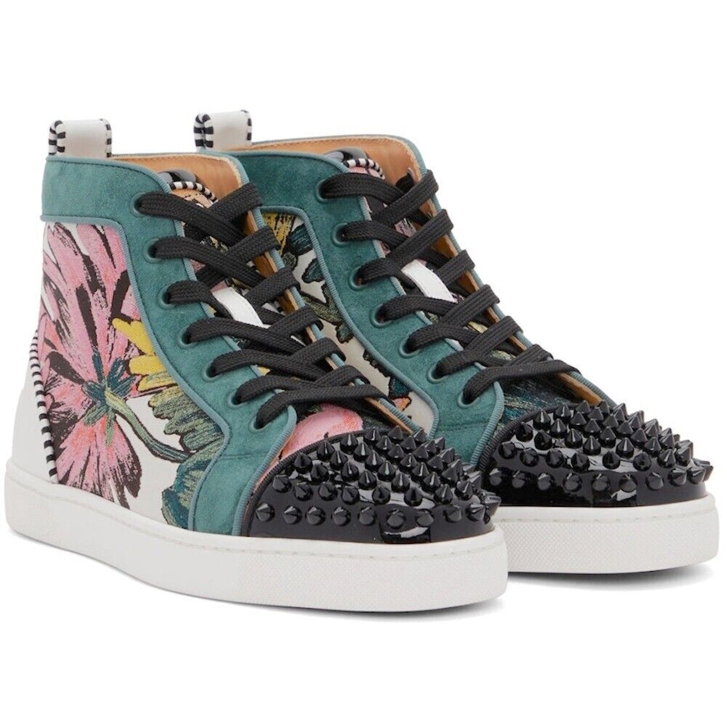 Christian Louboutin Lou Spikes Orlato Hanabi Floral Hi-Top Sneakers