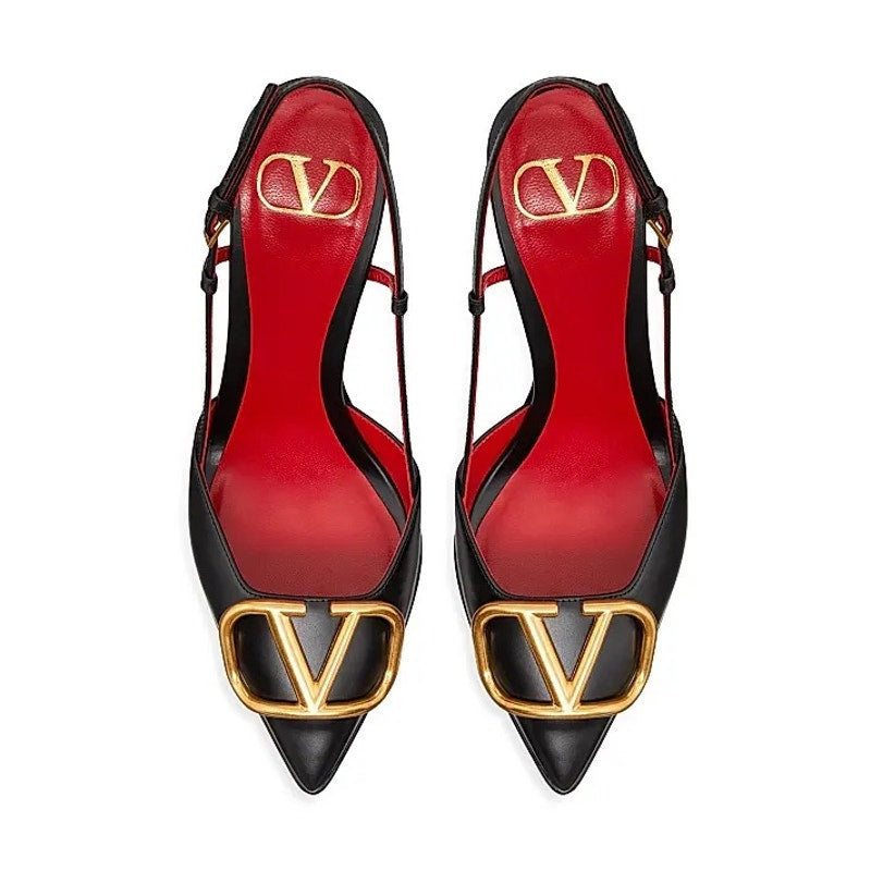 Valentino Garavani Black 120 mm VLogo Slingback Platform Pumps