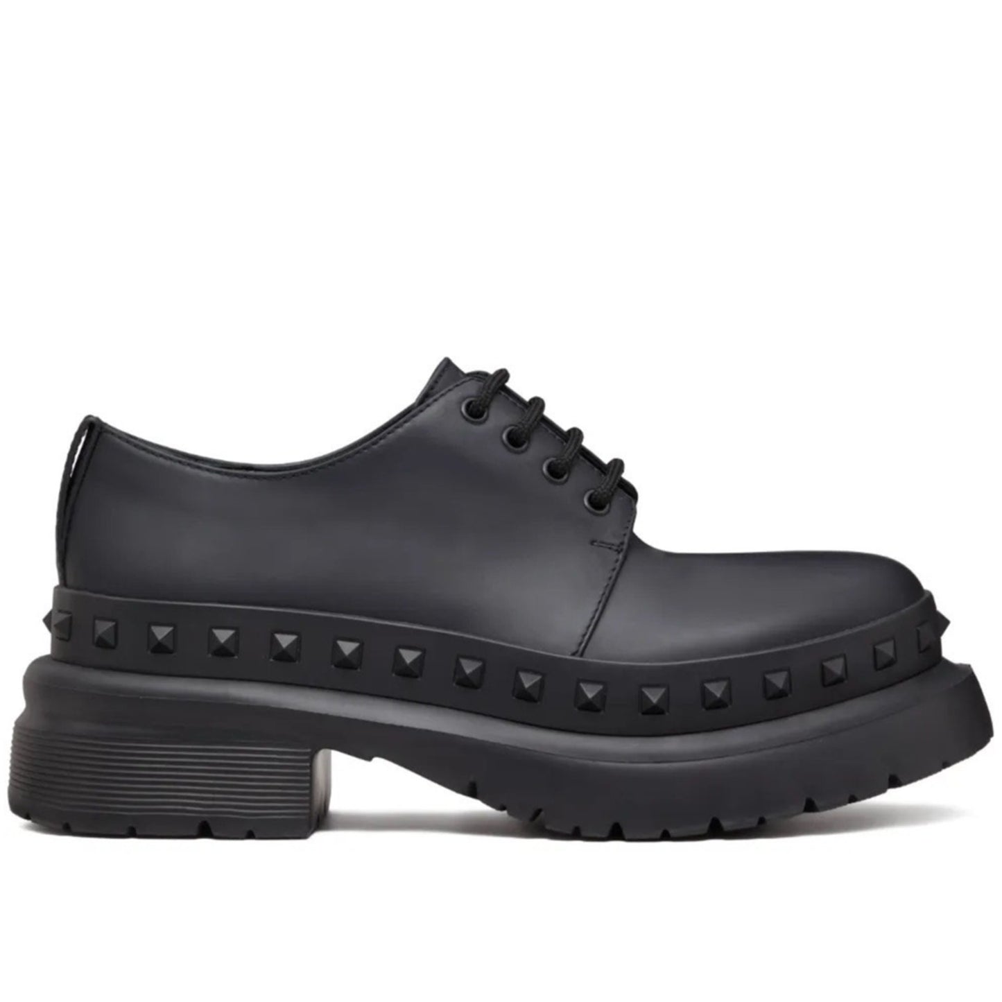 NIB Valentino Garavani Black M-Way Rockstud leather Derby shoes 42