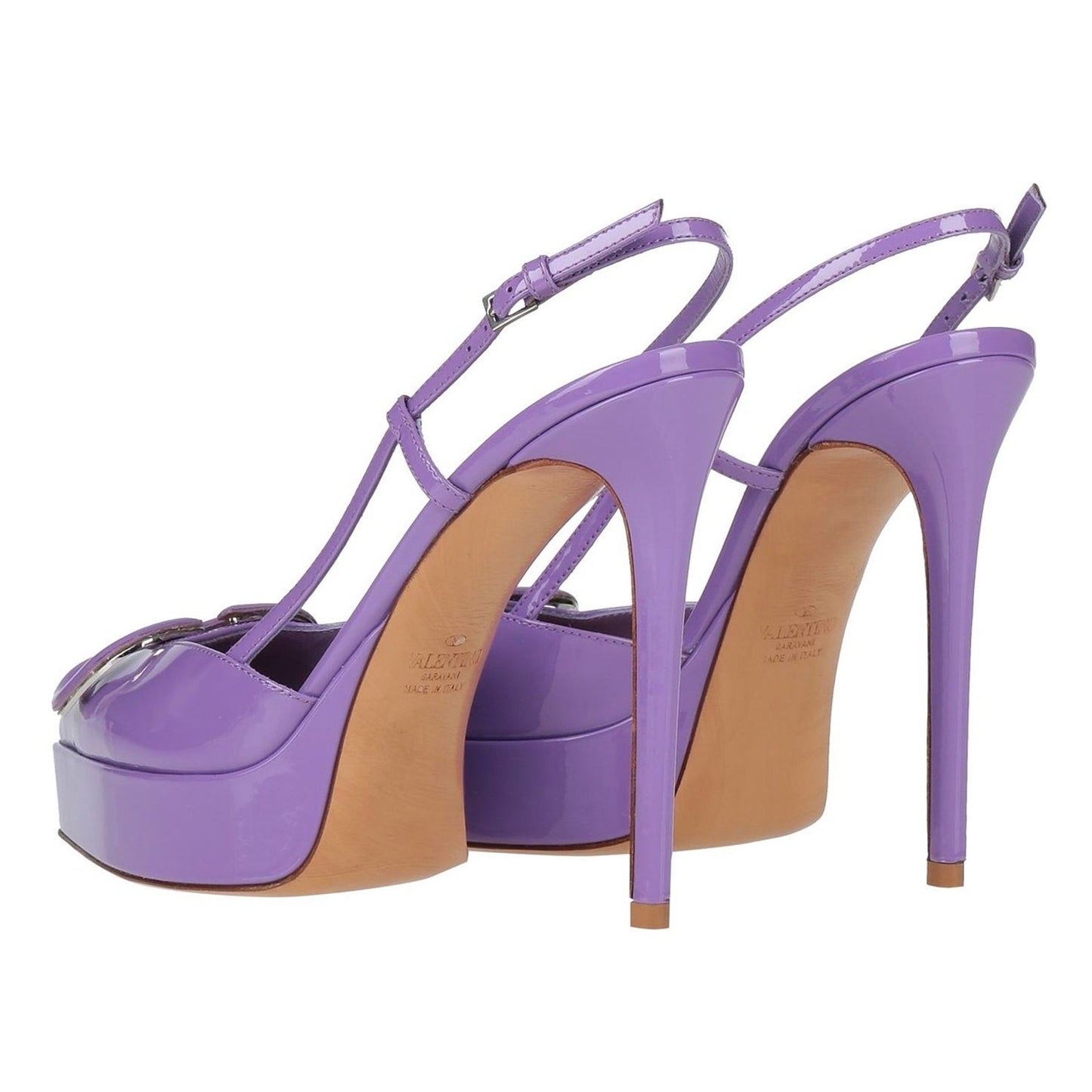 Valentino Garavani Purple 120 Patent VLogo Slingback Platform Pumps 38