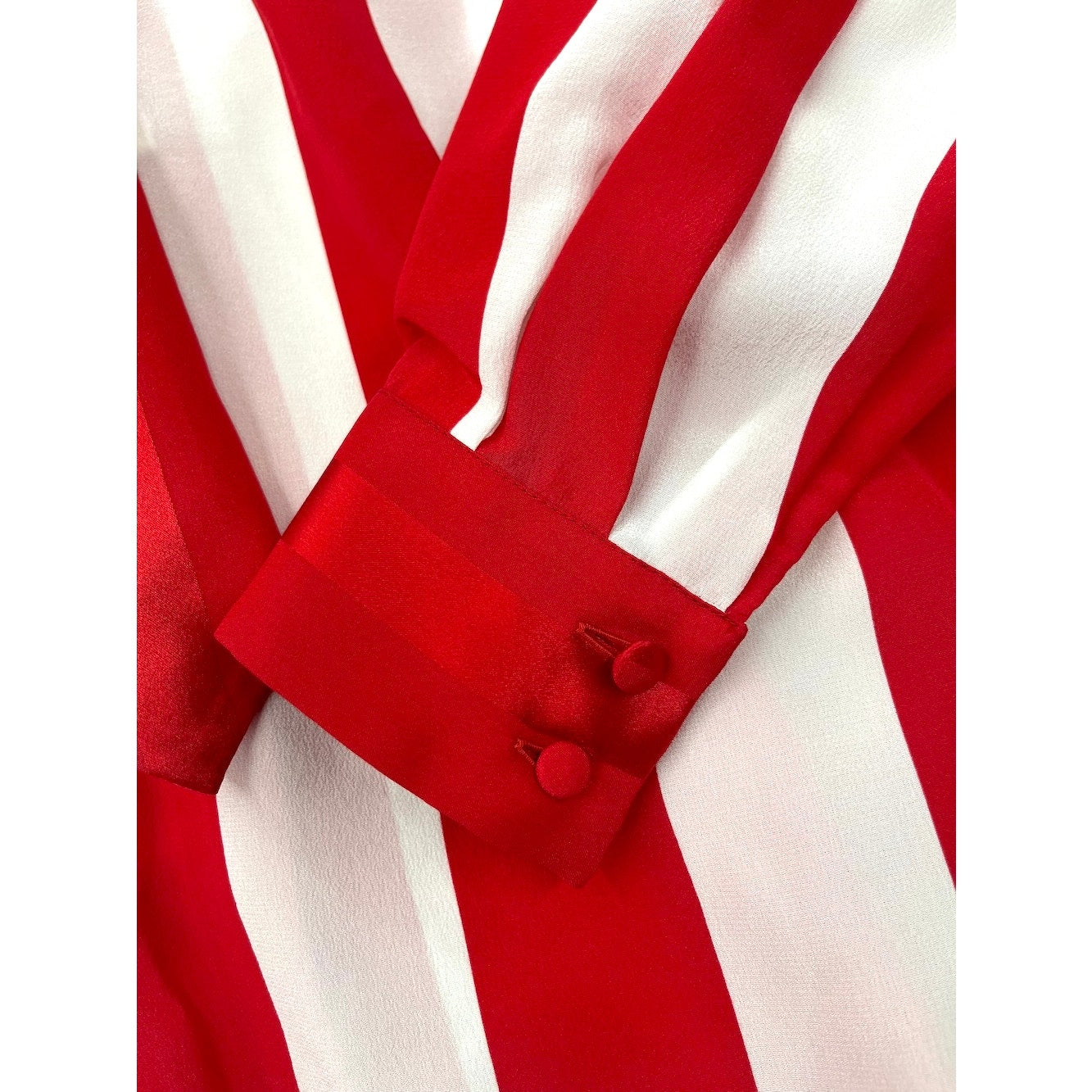 NWT Dolce & Gabbana Red White Striped Silk Crepe De Chine Blouse IT 40 S