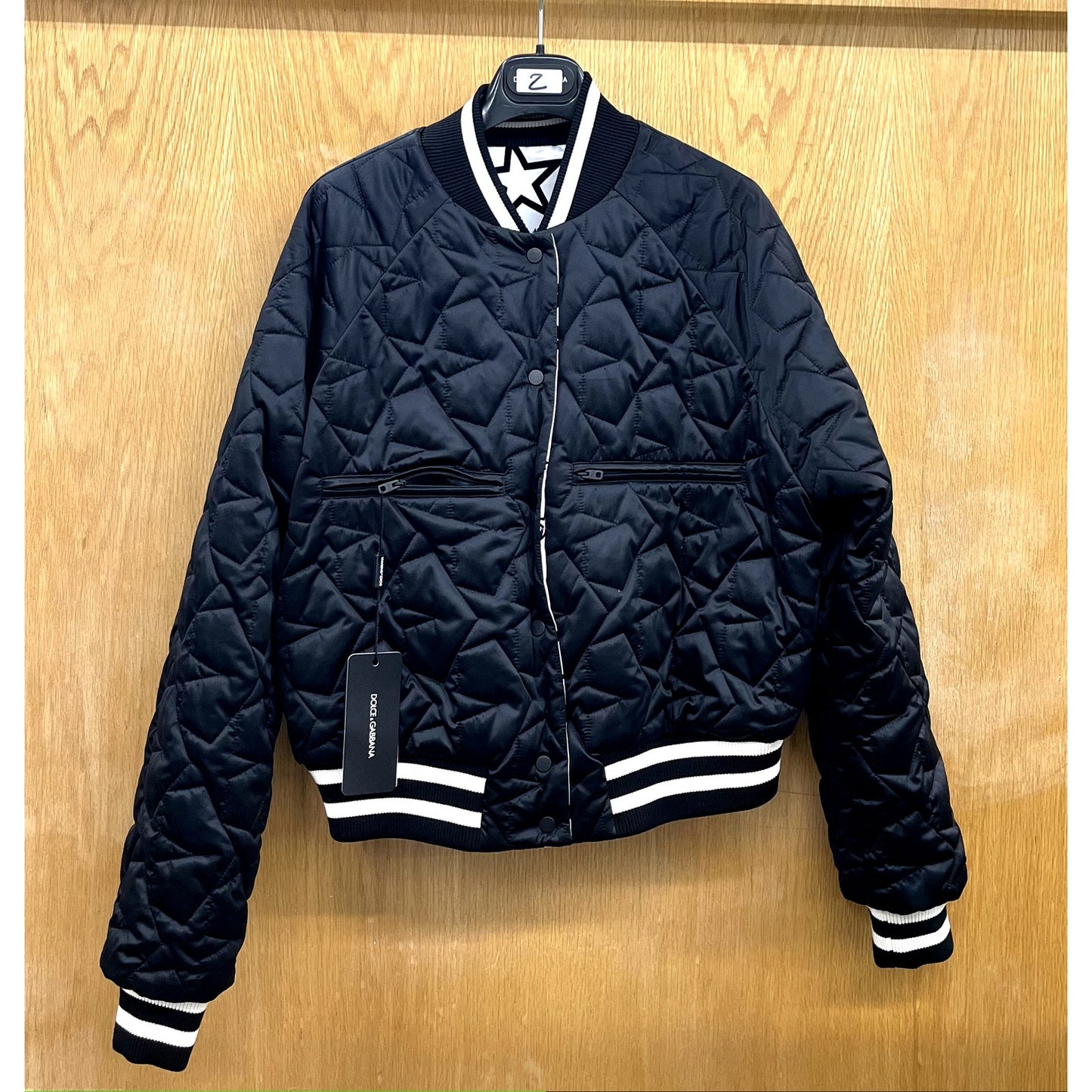 NWT Dolce & Gabbana Black White Stars Print reversible Bomber Jacket IT 42 US M