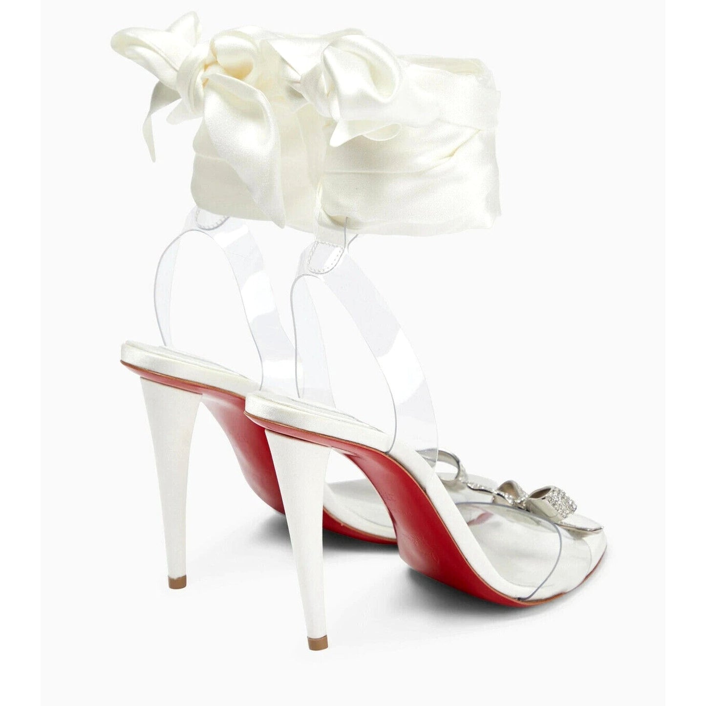 Christian Louboutin Astrinodo embellished PVC Ankle Tie Sandals White