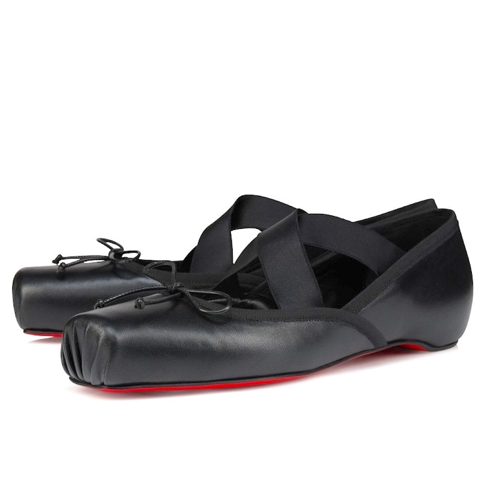 Christian Louboutin  Black Cassiasticina Leather Ballerina Flats