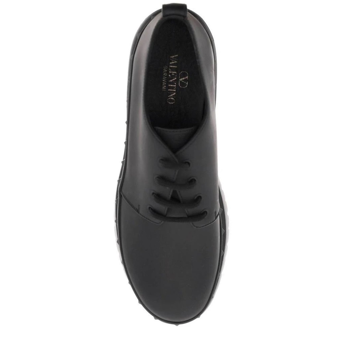 NIB Valentino Garavani Black M-Way Rockstud leather Derby shoes 42