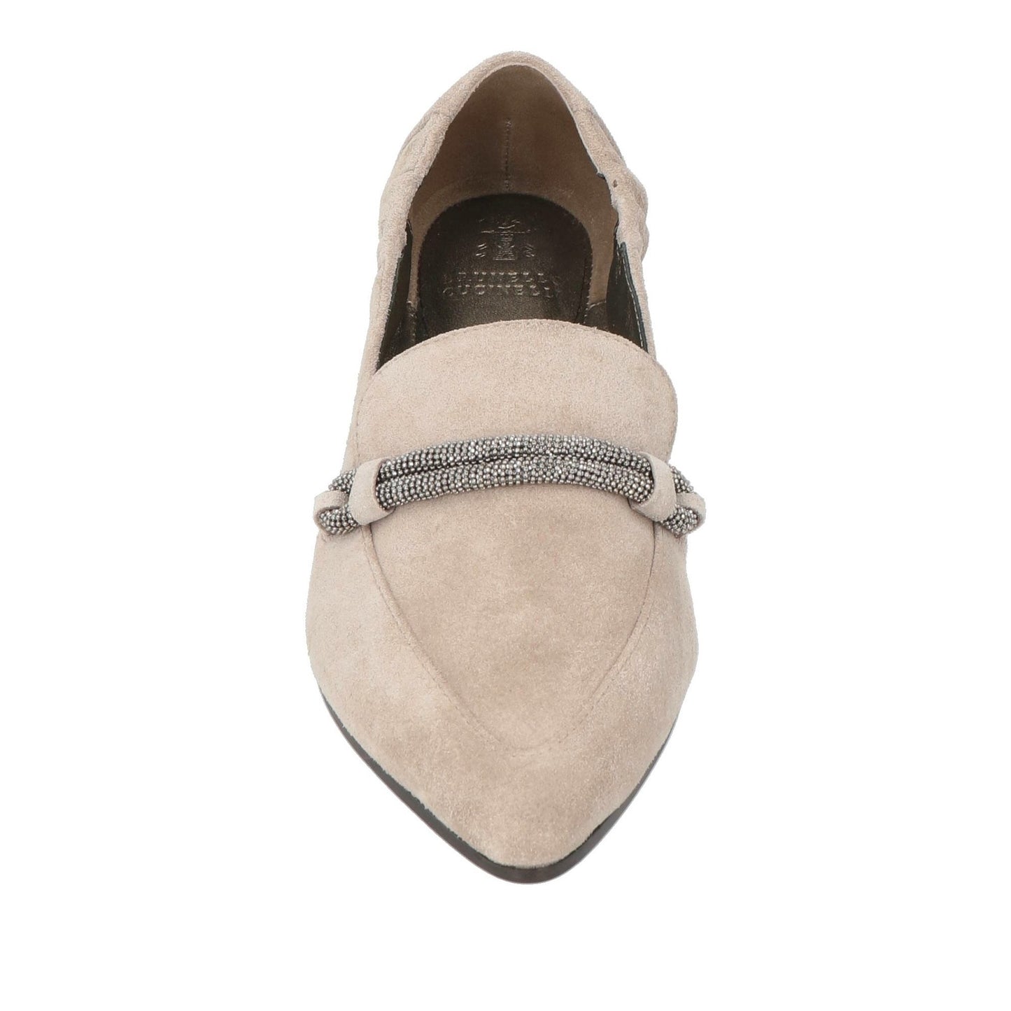 Brunello Cucinelli Woman's Suede Beaded Loafers Grey 36