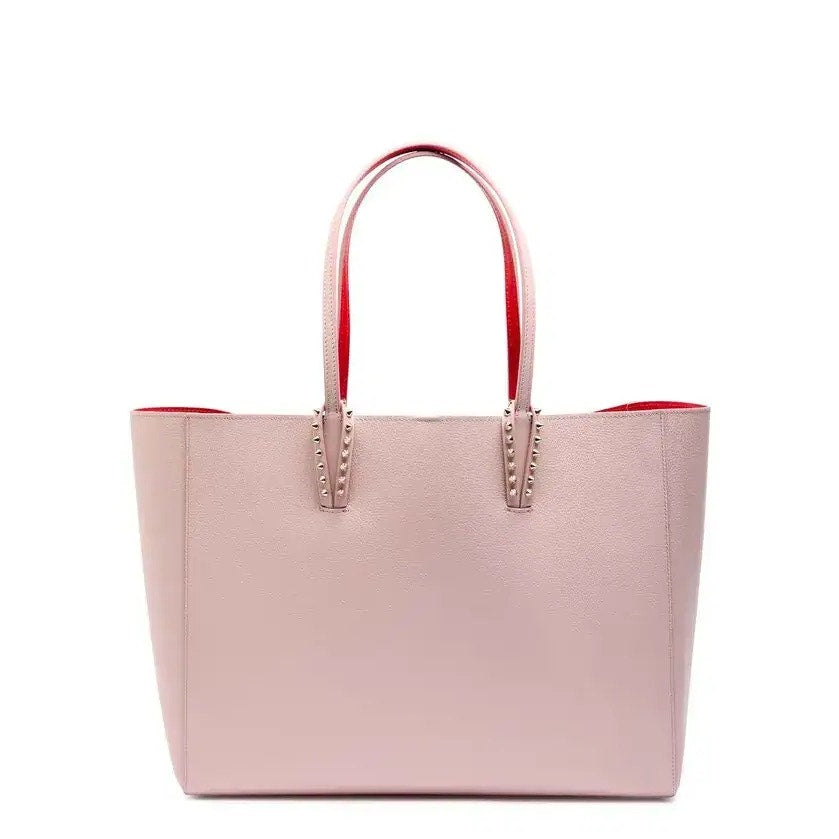 Christian Louboutin Cabata Large Calf leather spikes Tote Bag Pink Nude