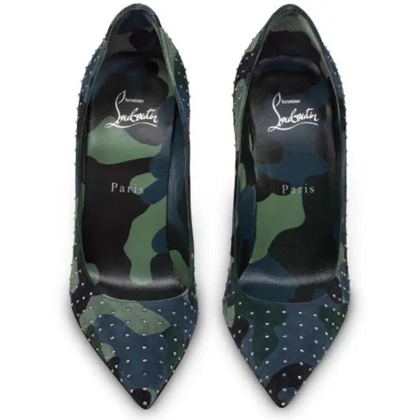 Christian Louboutin Kate Plume 100 Camouflage Micro studs Pumps Navy Blue