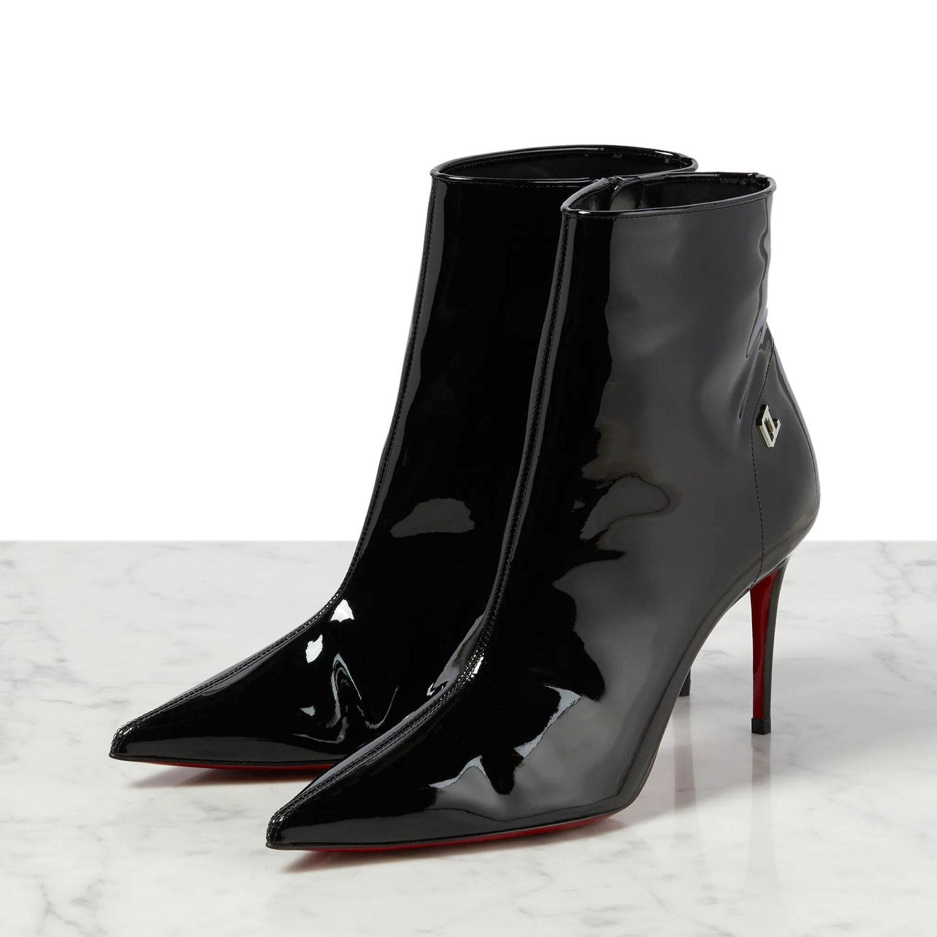Christian Louboutin Sporty Kate Patent Leather Pointed Toe Boots Black