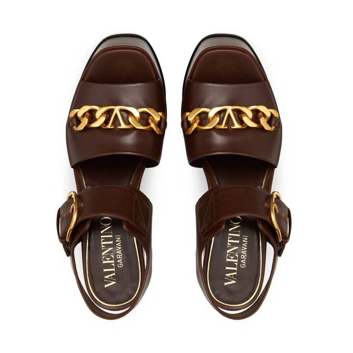 Valentino Garavani Brown VLogo Chain 130 Platform Sandals 36