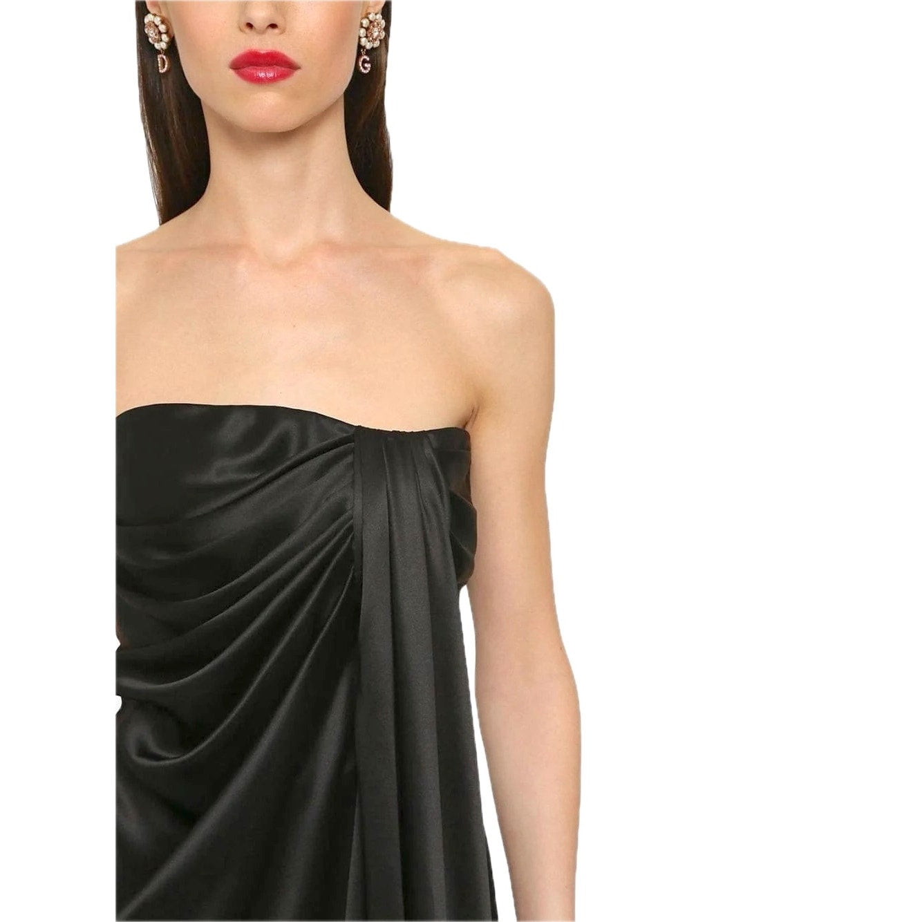 DOLCE & GABBANA Strapless Draped Stretch Satin Mini Dress 40 S