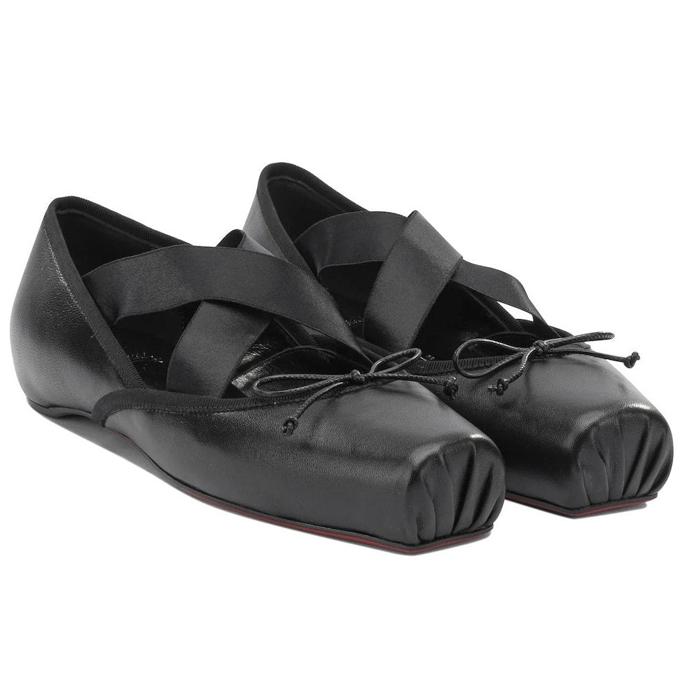 Christian Louboutin  Black Cassiasticina Leather Ballerina Flats