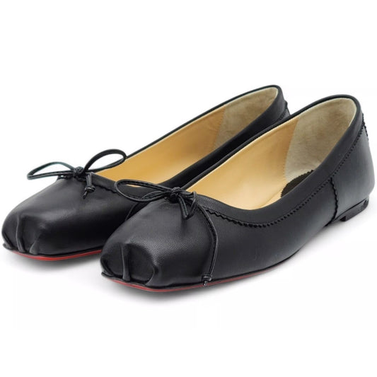 NWT Christian Louboutin Black Mamadrague Leather Ballerina Flats 35