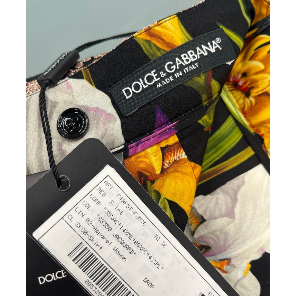 NWT Dolce & Gabbana Metallic Gold Black Pleated Jacquard Mini Skirt IT 38 US XS