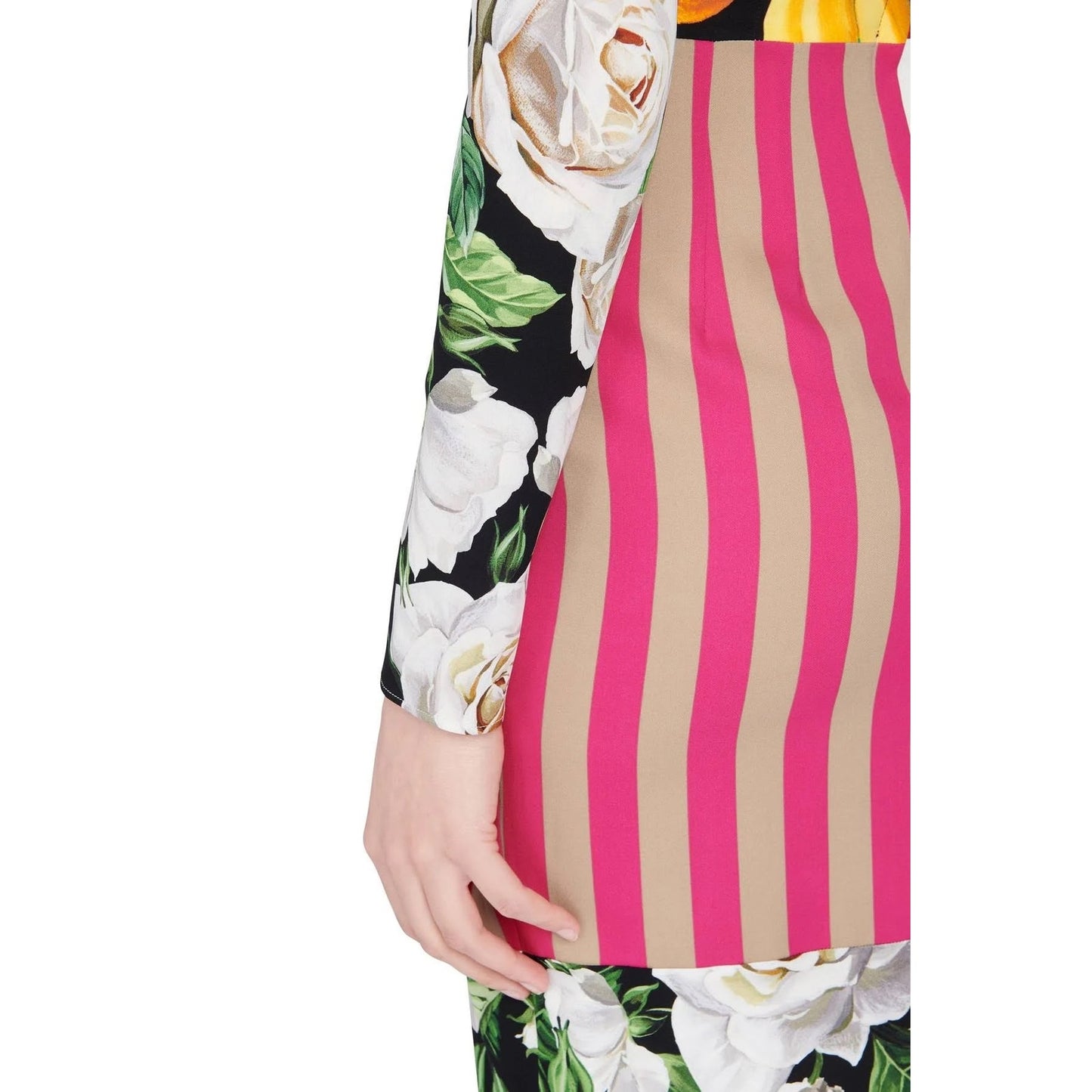 NWT Dolce & Gabbana Runway Multicolor Patchwork Long Sleeve Midi Dress IT 40 S