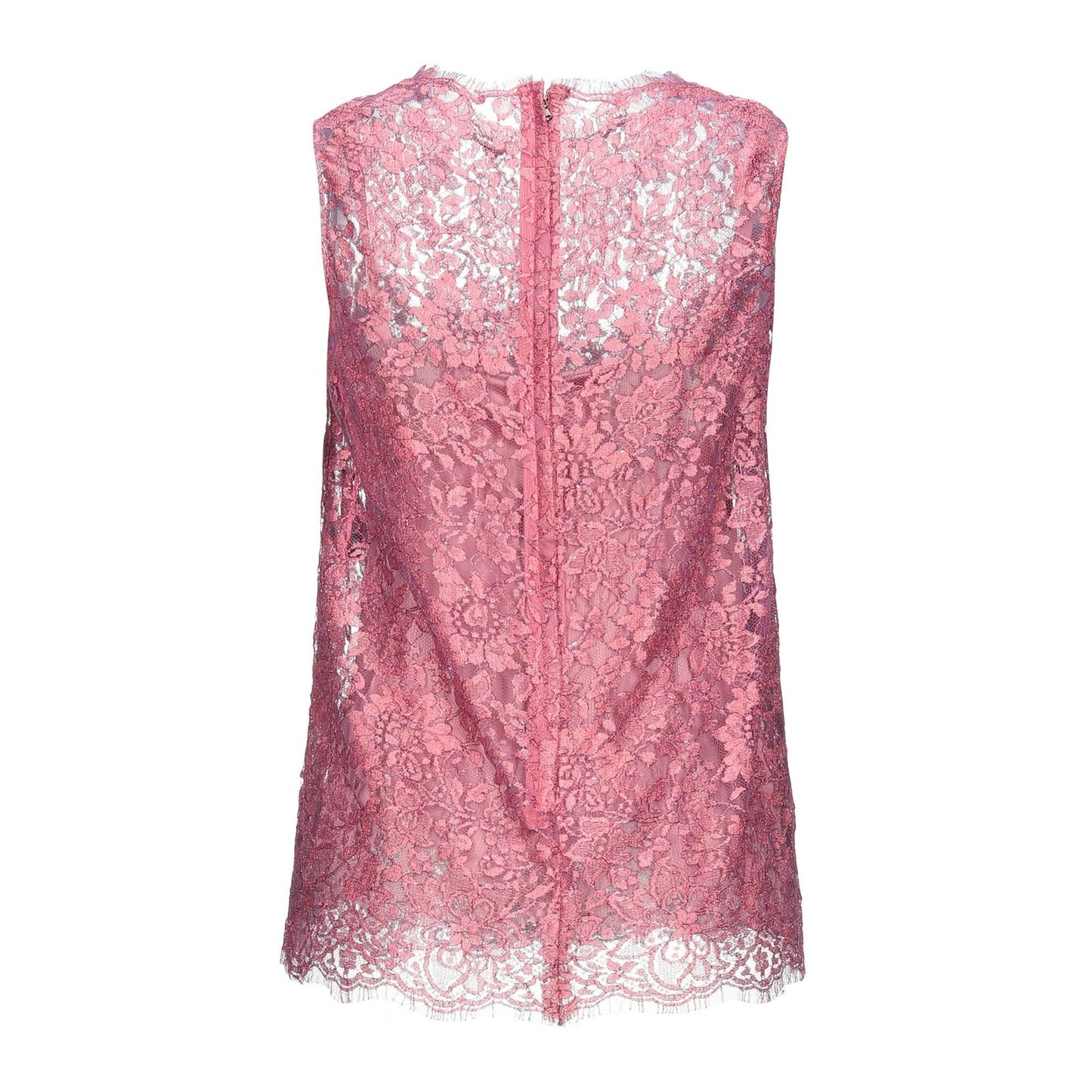 NWT Dolce & Gabbana Pink Chantilly Lame Lace Sleeveless Tank Top Blouse IT 40 S