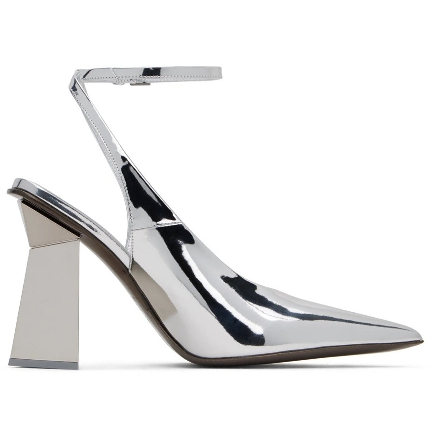 NIB Valentino Garavani Silver One Stud Hyper Heel Pumps Mirror effect 35.5