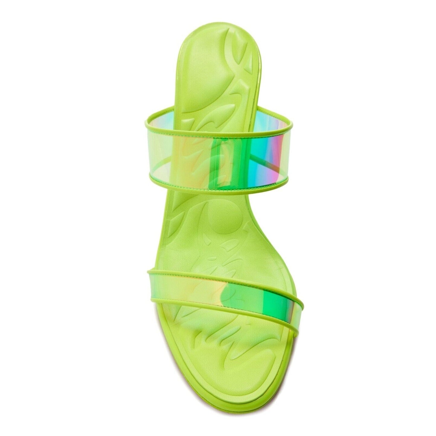 Christian Louboutin Just Loubi 85 Mules Leather PVC Neon Yellow 37