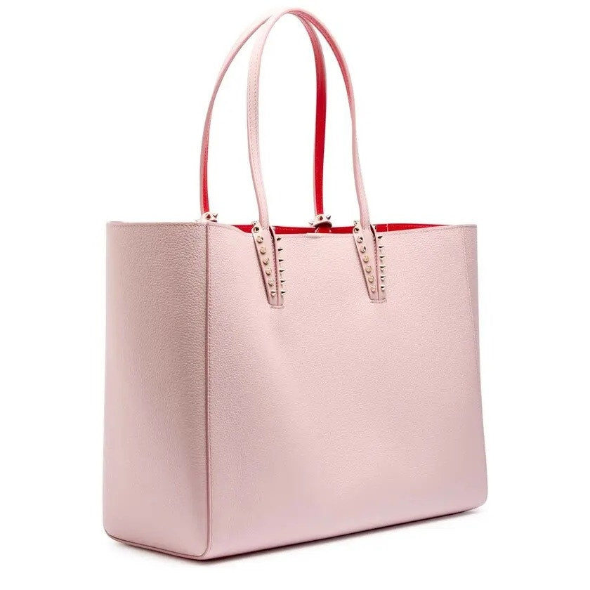 Christian Louboutin Cabata Large Calf leather spikes Tote Bag Pink Nude