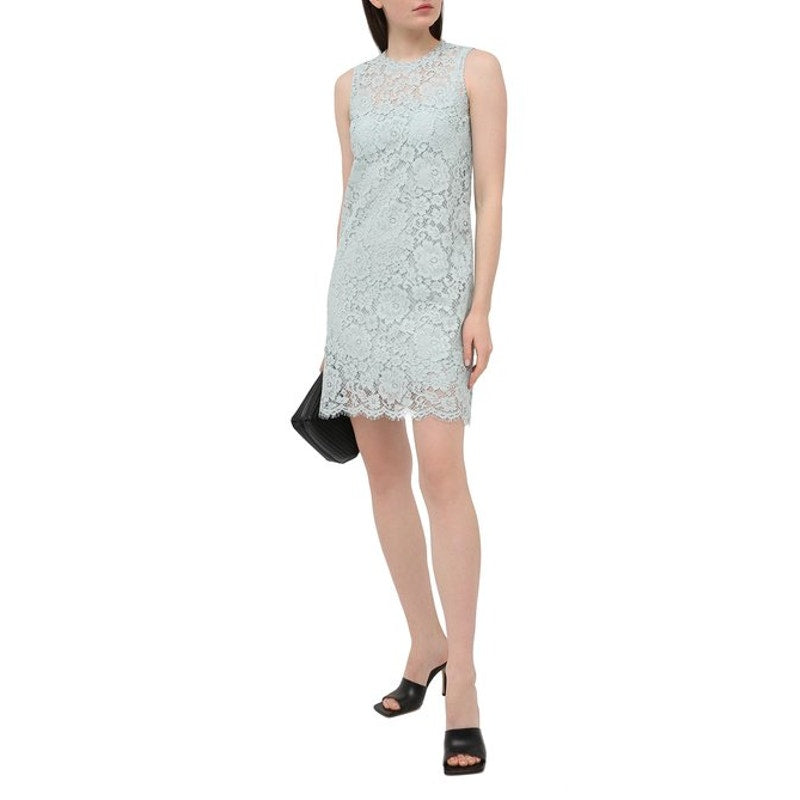NWT DOLCE & GABBANA Mint Corded Lace Sleeveless Mini Dress 40 S