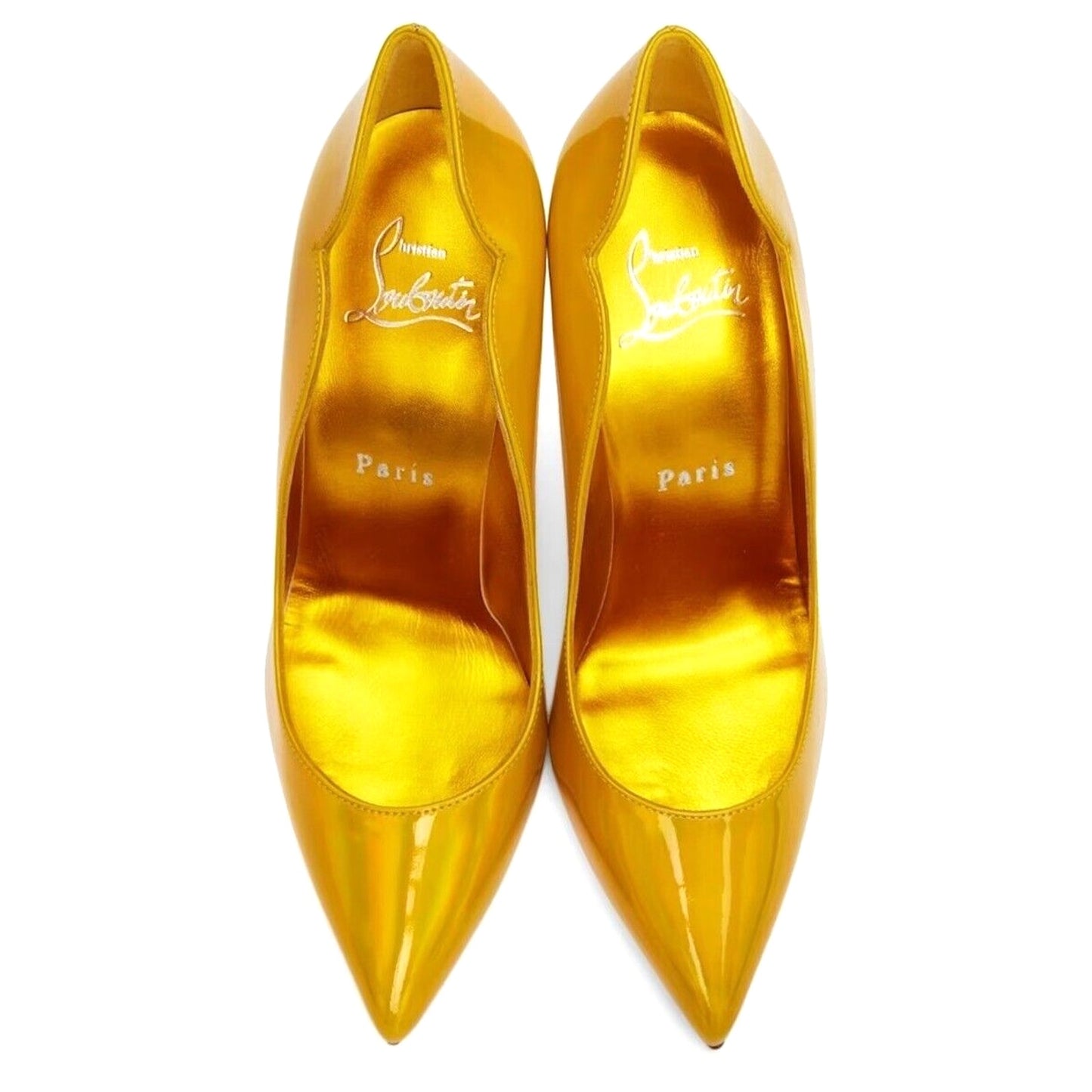 Christian Louboutin Hot Chick 100 patent Leather psychic yellow Pumps 39.5