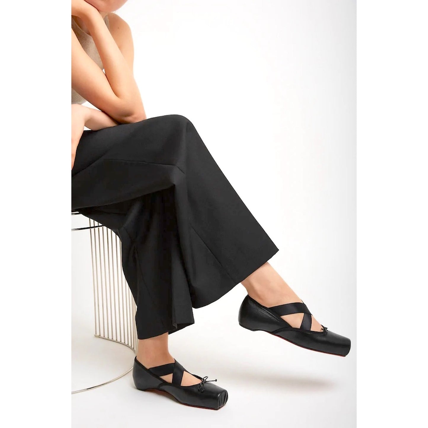 Christian Louboutin  Black Cassiasticina Leather Ballerina Flats