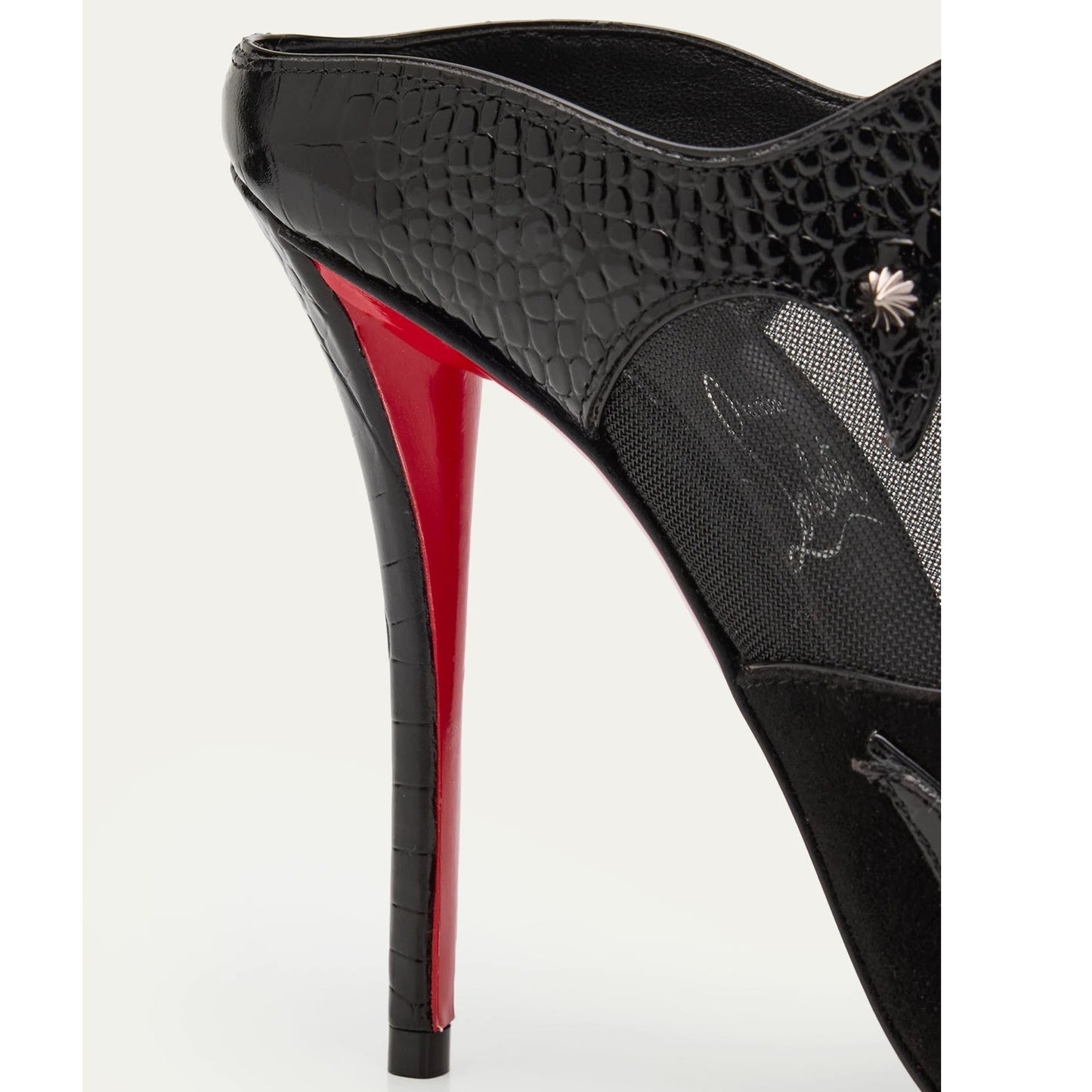 Christian Louboutin Black Mulatiag 100 Suede Mesh Mule Pumps