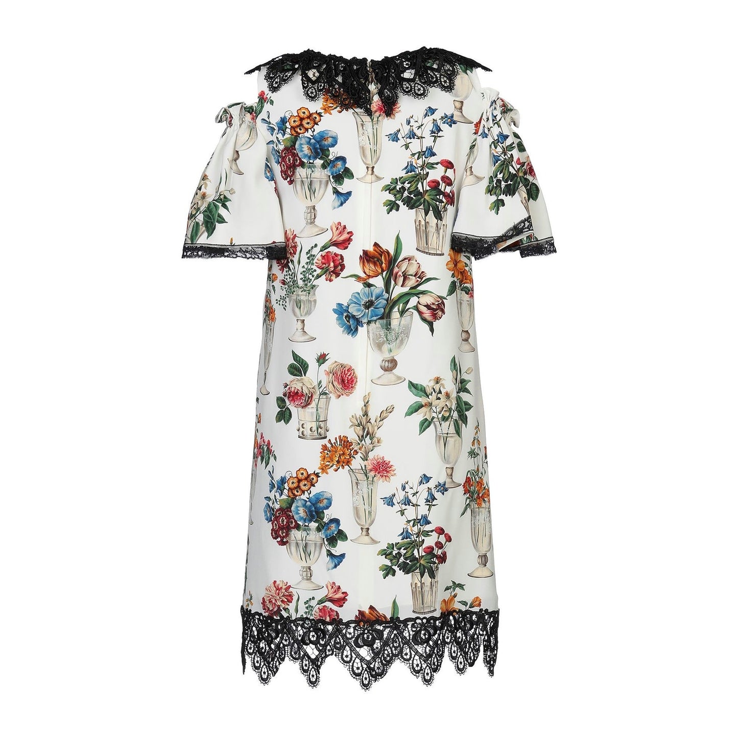 NWT Dolce & Gabbana White Mini Dress Vase Floral IT 40