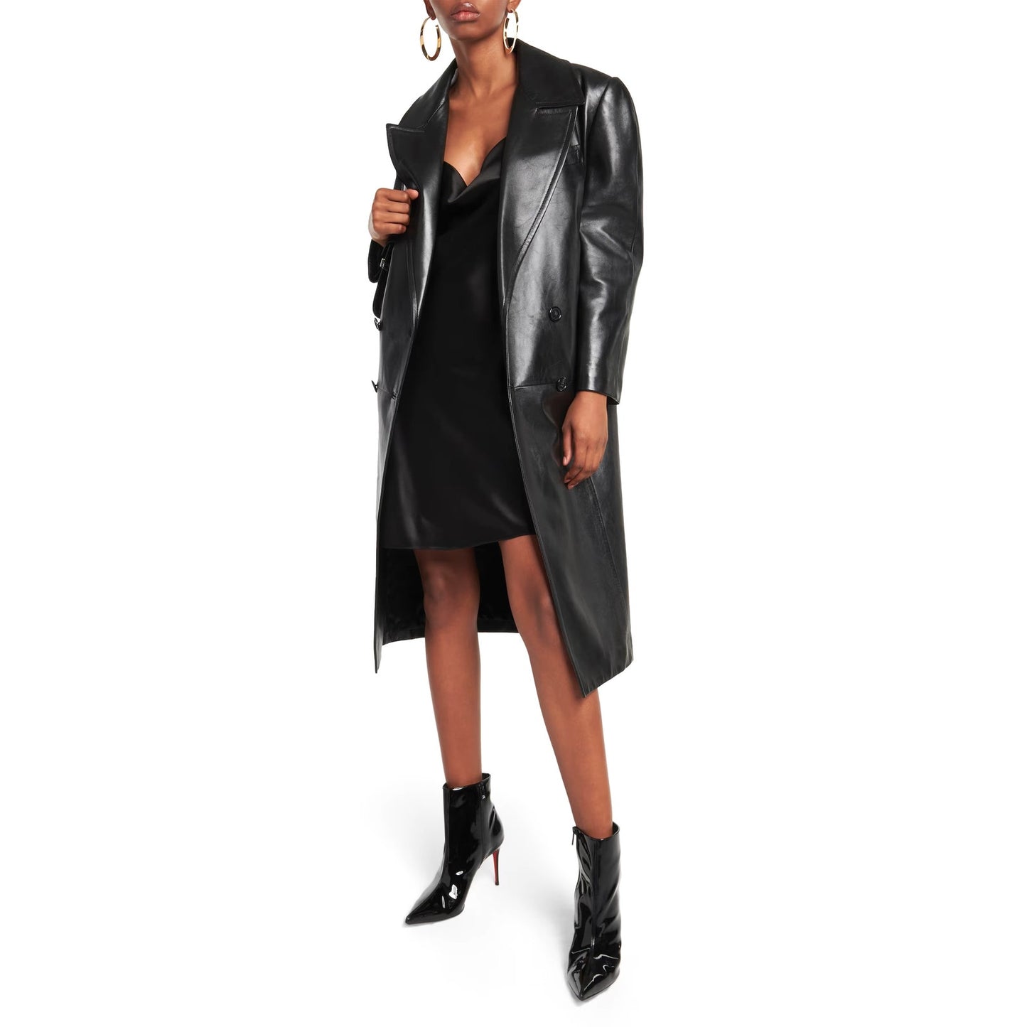 Christian Louboutin Sporty Kate Patent Leather Pointed Toe Boots Black